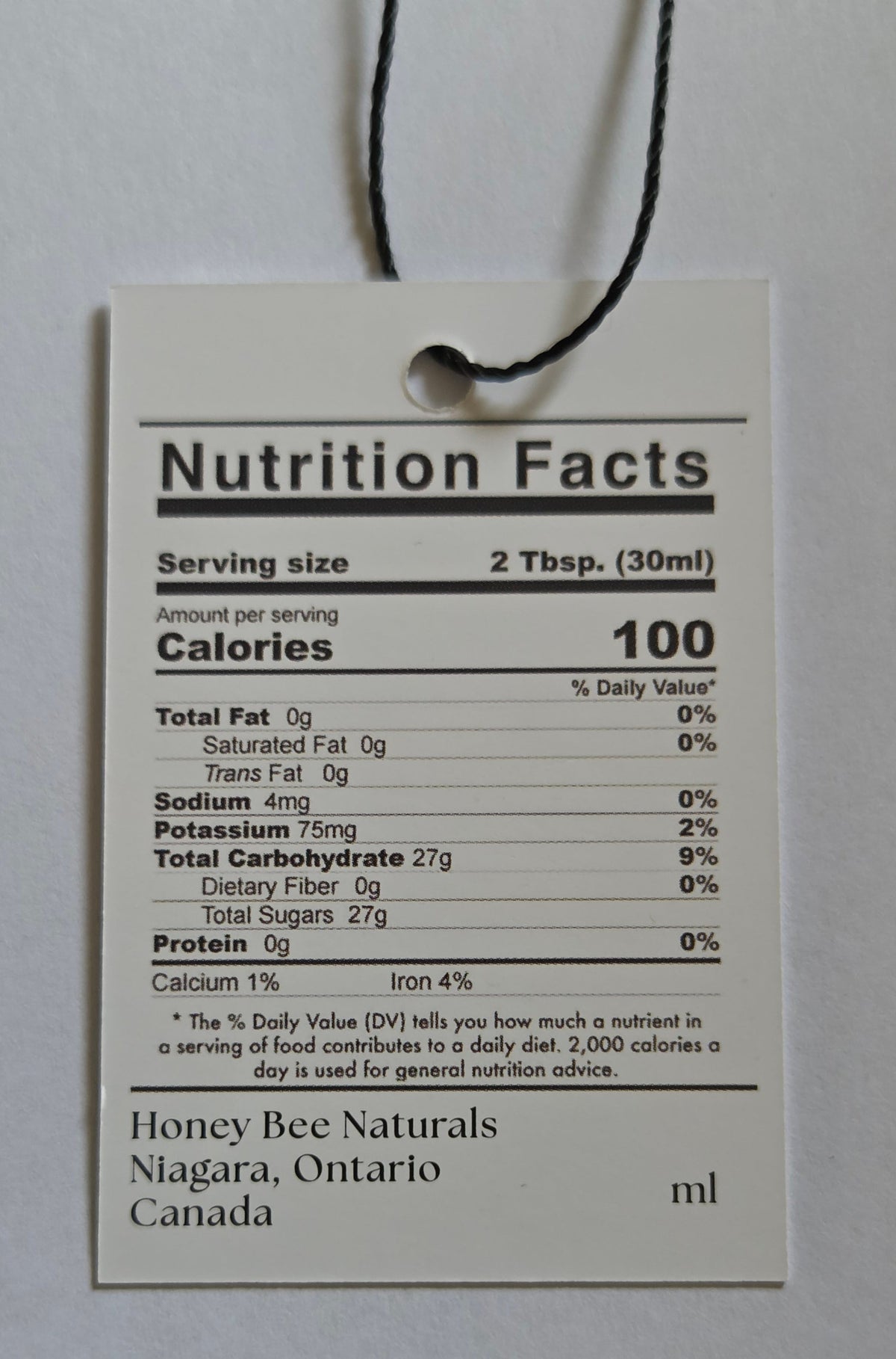 nutritional maple tag