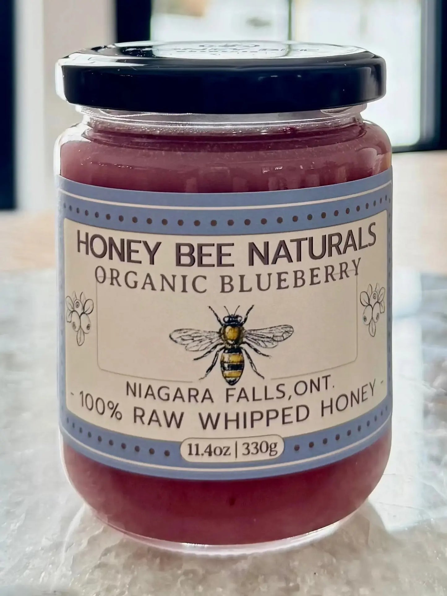 Organic Blueberry Creamed Honey 330 gram Honey Bee Naturals