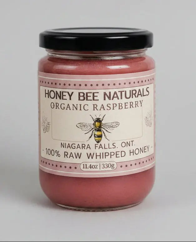 Organic Raspberry Creamed Honey 330 gram Honey Bee Naturals