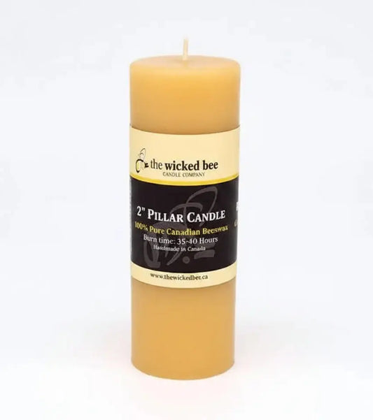 Pure Canadian Beeswax Pillar Candle 2 x 6 Honey Bee Naturals