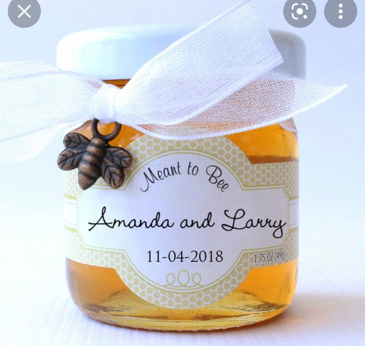 Honey Favours 60 gram Hex Jar Filled With Canadian Wildflower Honey Honey Bee Naturals