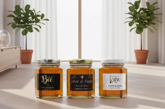 60g Hex Jar Canadian Wildflower Honey Favors Honey Bee Naturals