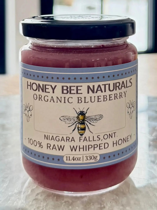 Organic Blueberry Creamed Honey 330 gram Honey Bee Naturals