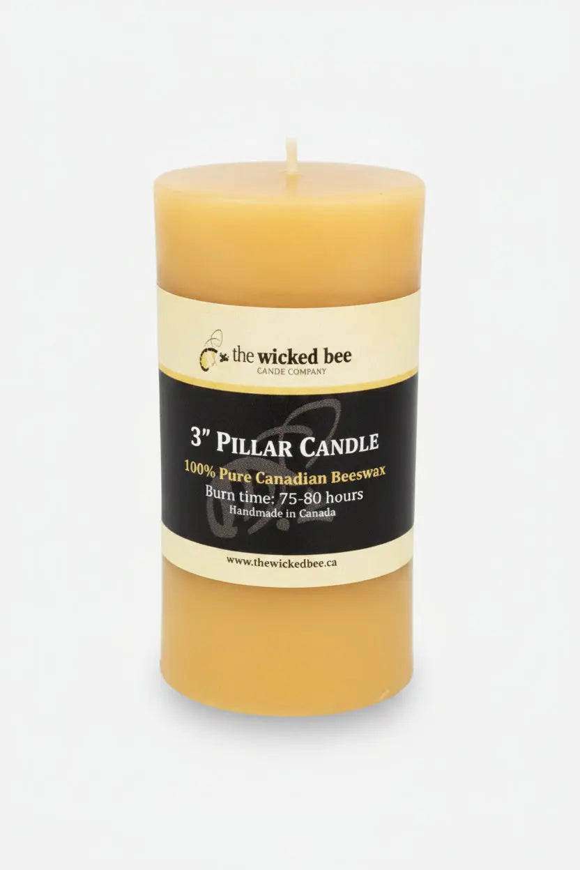 Pure Canadian Beeswax Pillar Candle 3x6 Honey Bee Naturals