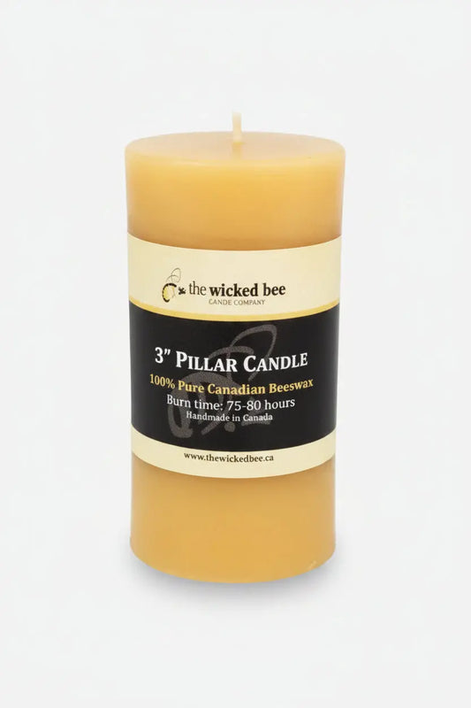 Pure Canadian Beeswax Pillar Candle 3x6 Honey Bee Naturals