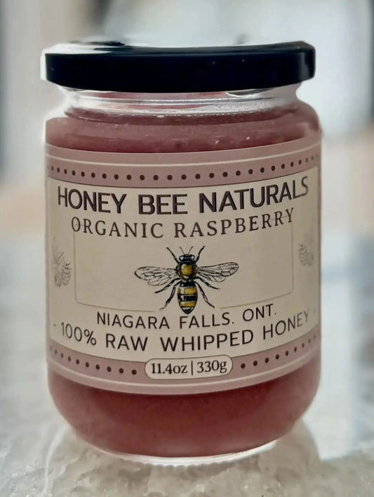 Organic Raspberry Creamed Honey 330 gram Honey Bee Naturals