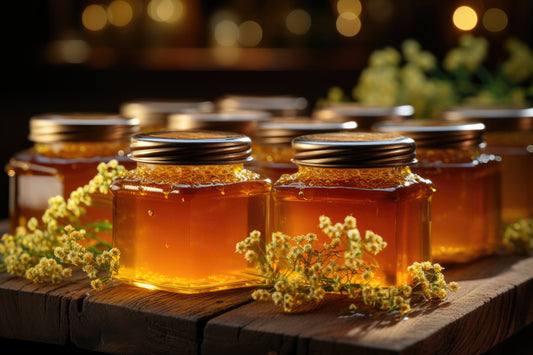 Honey Favours 60 gram Hex Jar Filled With Canadian Wildflower Honey Honey Bee Naturals